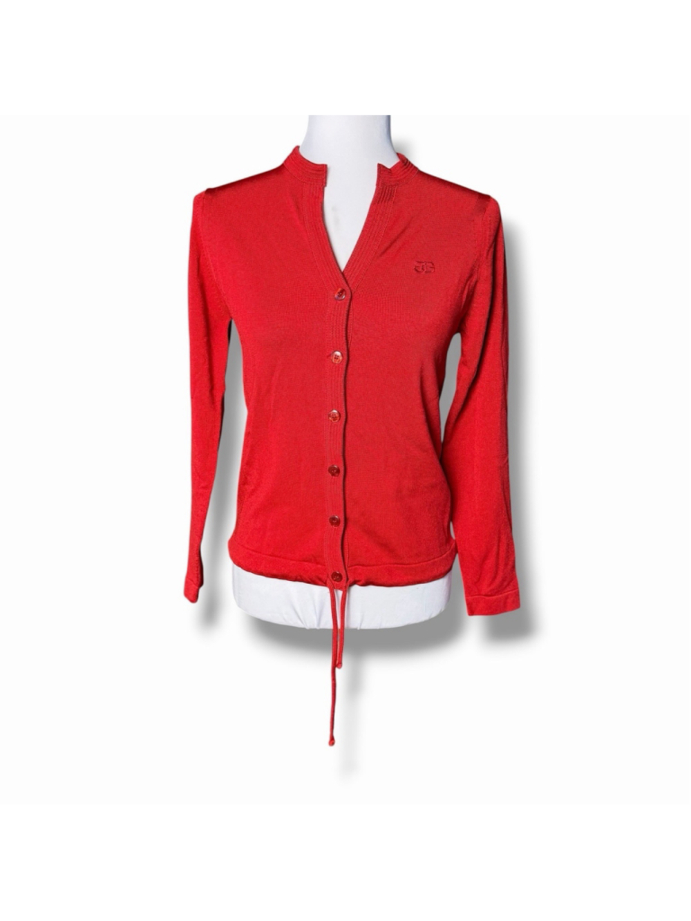 VTG Givenchy Sport Womens Ruby Red Knit Cardigan 34 Waist Tie Old Money Chic